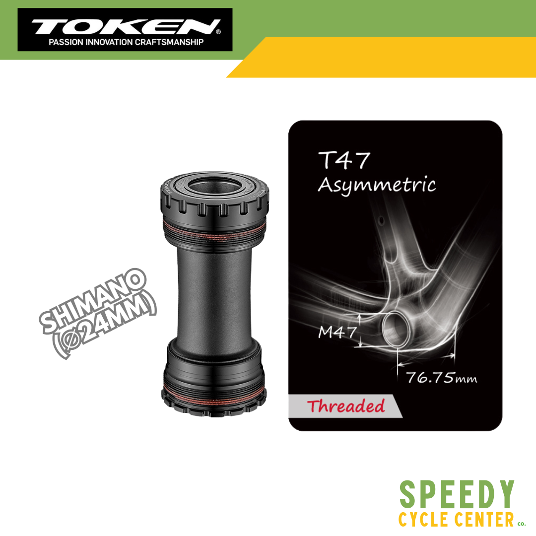TOKEN Bottom Bracket T47 Asymmetric Premium Bearings Threaded BB47A24 / BB47A29