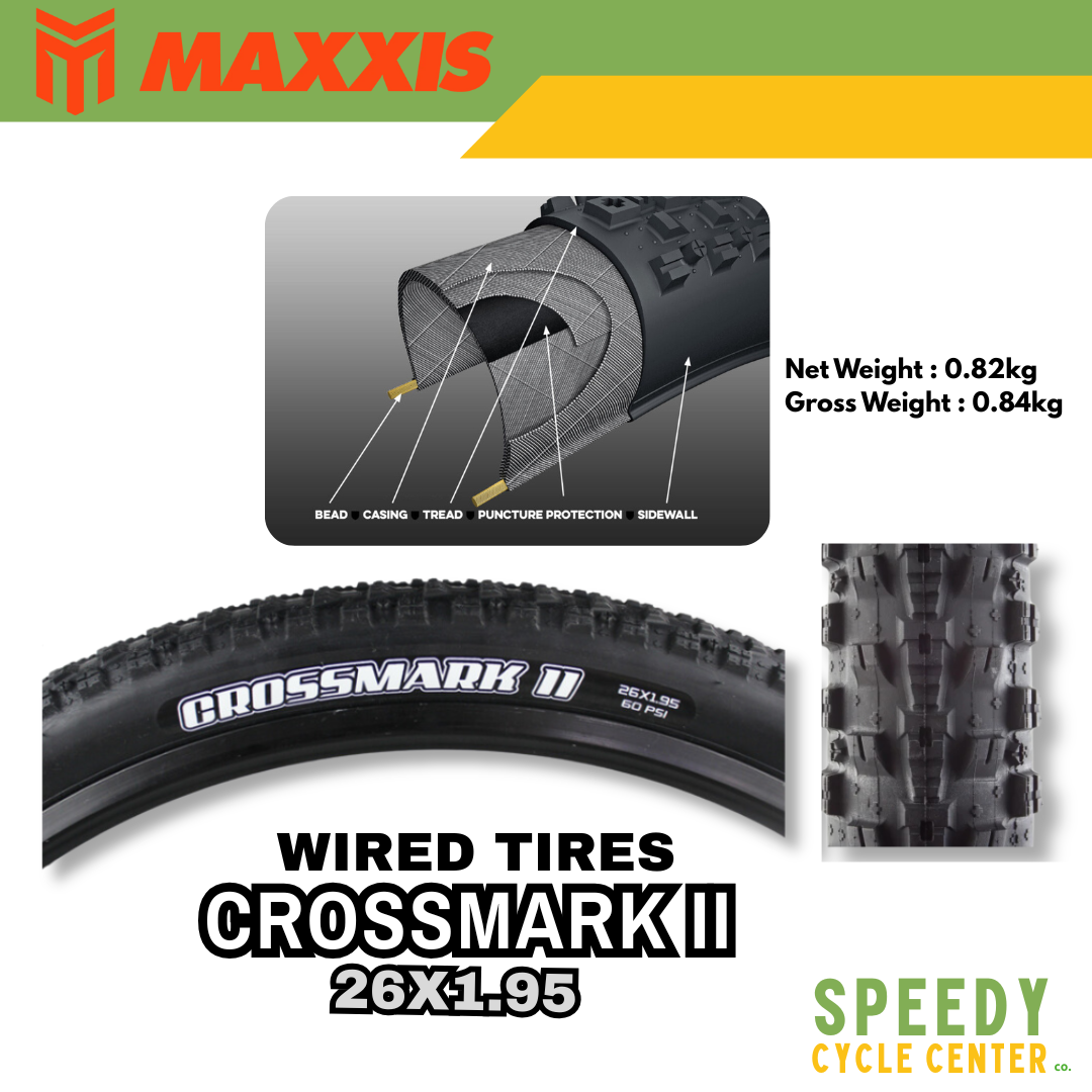 MAXXIS CROSSMARK II 26x1.95/2.10/2.25 / 27.5x2.25 / 29x2.25 Wired Tire MTB (1PC)