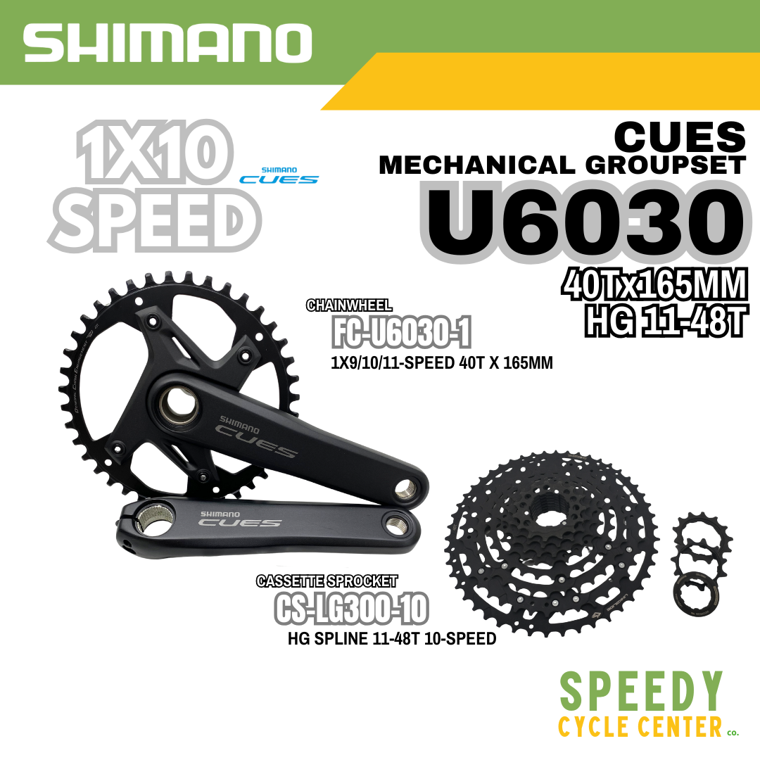 SHIMANO CUES U6030 Groupset Gravel/Road 1x10-Speed 40Tx165mm HG 11-48T