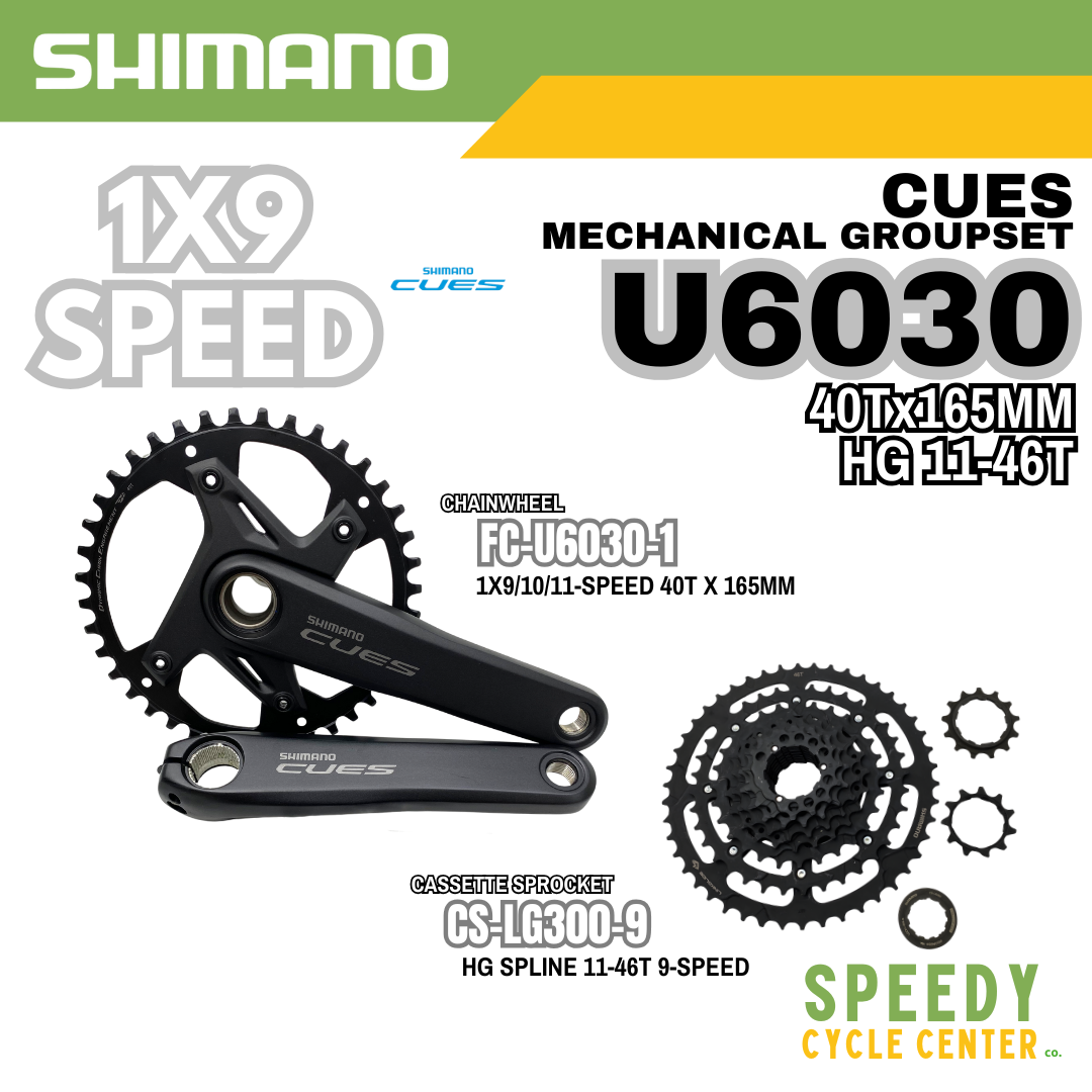 SHIMANO CUES U6030 Groupset Gravel/Road 1x9-Speed 40Tx165mm HG 11-46T