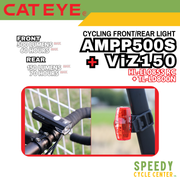 CATEYE Cycling Front/Rear Lights AMPP500S + ViZ150 Set Rechargeable USB-C IPX4