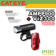 CATEYE Cycling Front/Rear Lights AMPP900 + ViZ300 Rechargeable USB-C / Micro IPX4