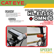 CATEYE Cycling Front/Rear Lights HL-EL160 + OMNI 5 Set Battery Operated IPX4/IPX7