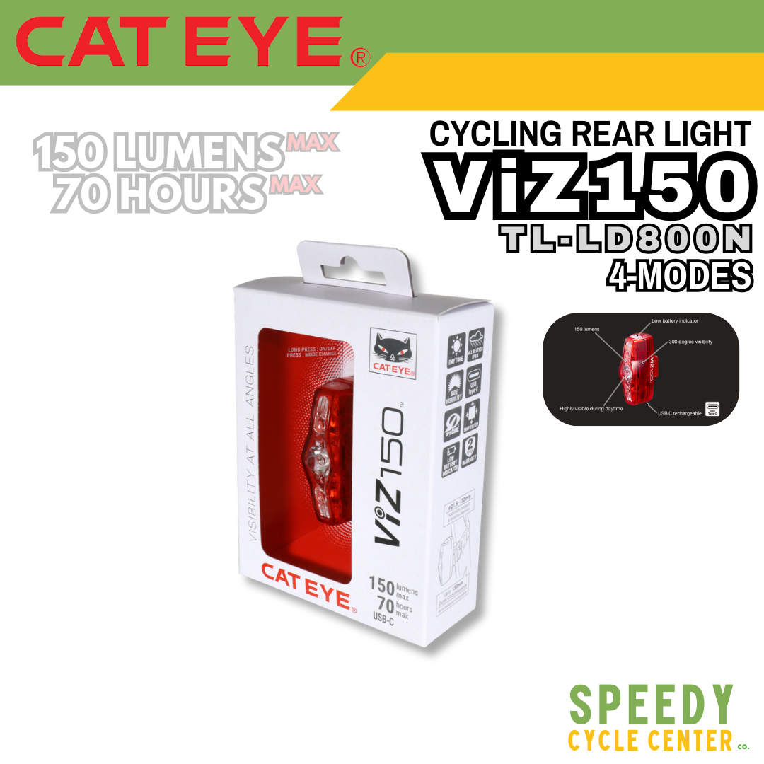 CATEYE Cycling Rear Light ViZ150 TL-LD800N Rechargeable USB-C 150 Lumens IPX4