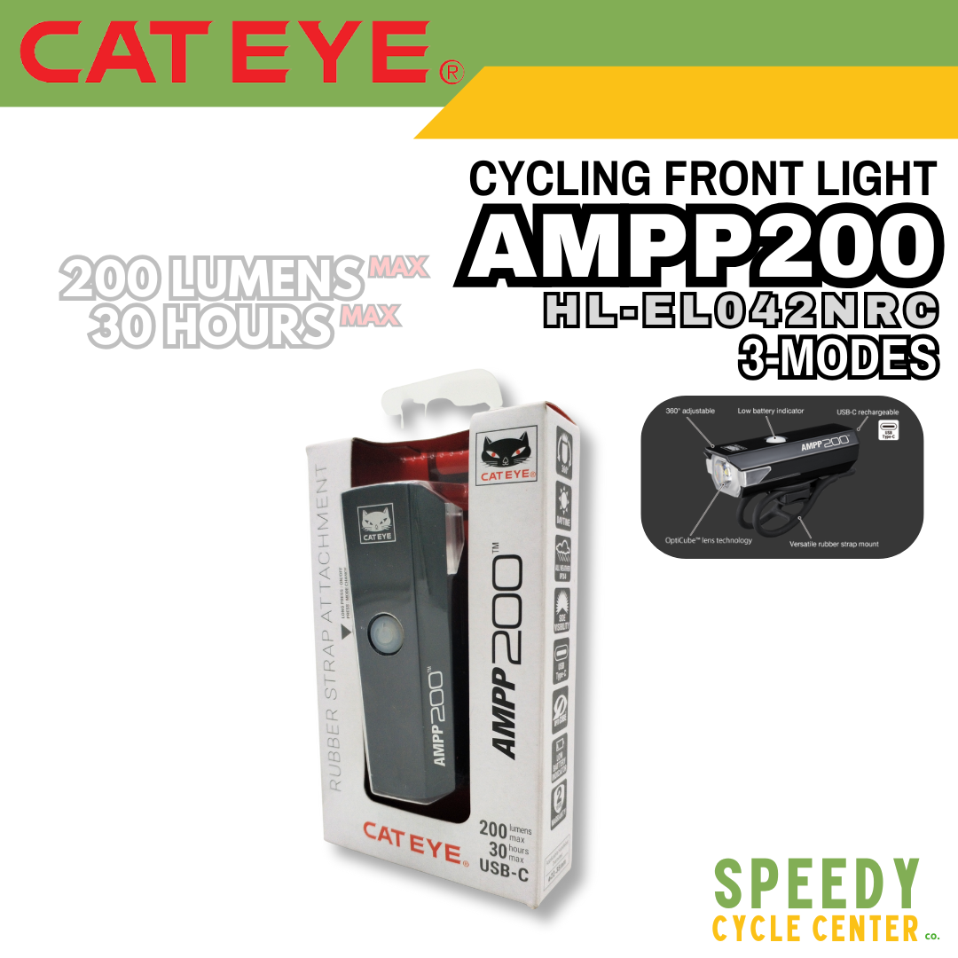 CATEYE Front Light AMPP200 HL-EL042NRC 200 Lumens Rechargeable USB-C IPX4