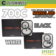 ELITEWHEELS MARVEL 50D Disc Brake Carbon Wheelset 700c HG Spline Black / White