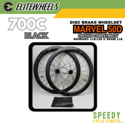 ELITEWHEELS MARVEL 50D Disc Brake Carbon Wheelset 700c HG Spline Black / White