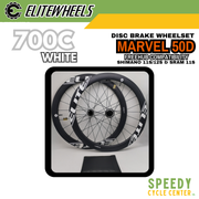 ELITEWHEELS MARVEL 50D Disc Brake Carbon Wheelset 700c HG Spline Black / White