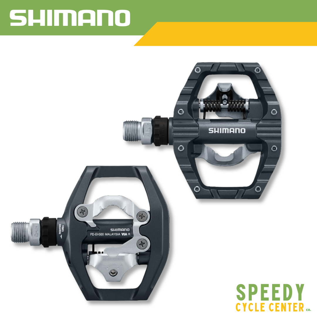 SHIMANO SPD Pedal PD-EH500 Single Sided Flat Multi Purpose w/ Cleats