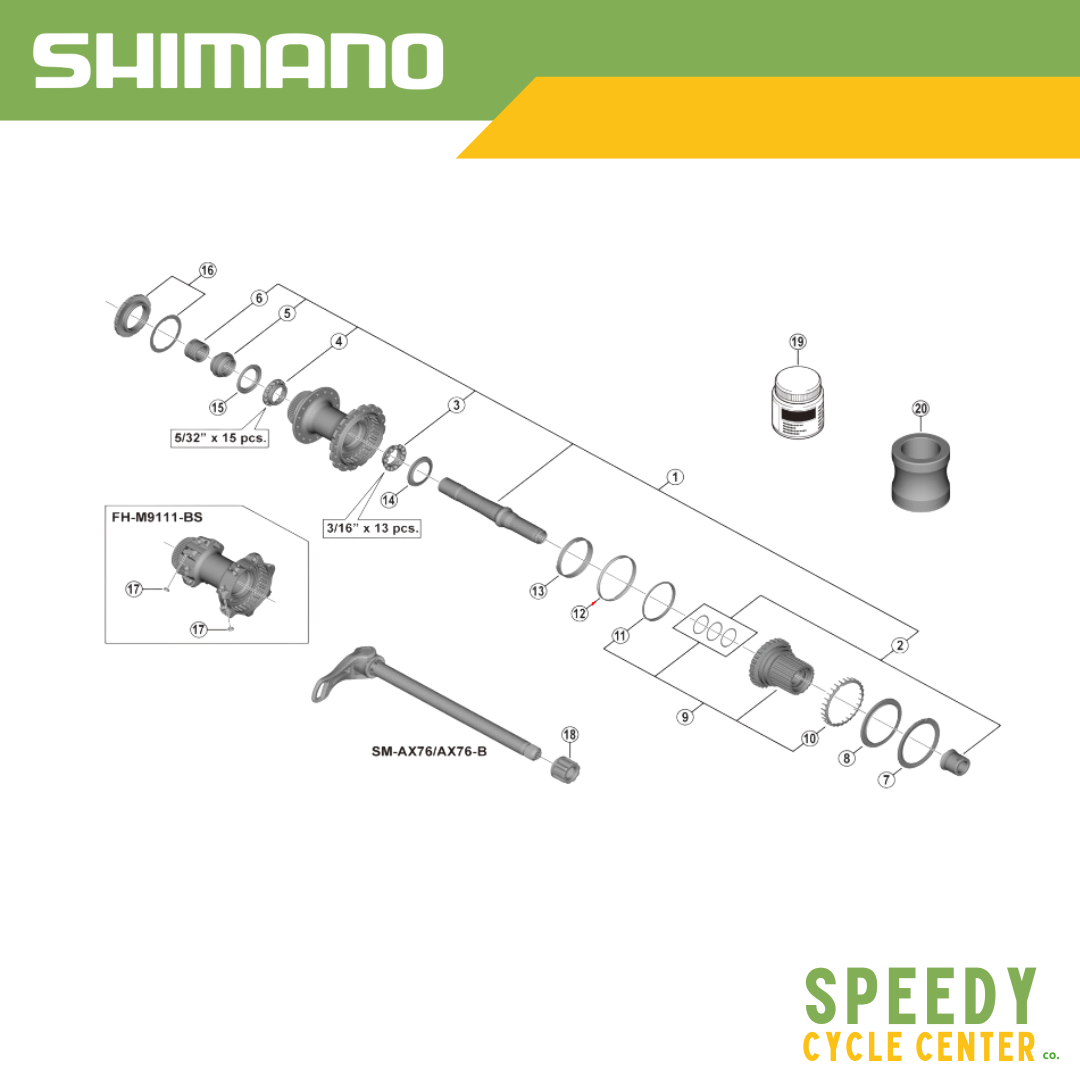 SHIMANO Service Parts Spacer For Rear Hub FH-M9111 (Y3FM14000)