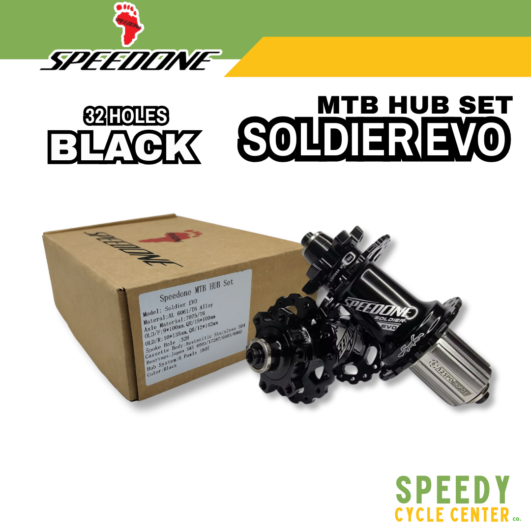 SPEEDONE Soldier EVO Hub Set Non-Boost 32H 6 Pawls Freehub MTB HG Microspline XD