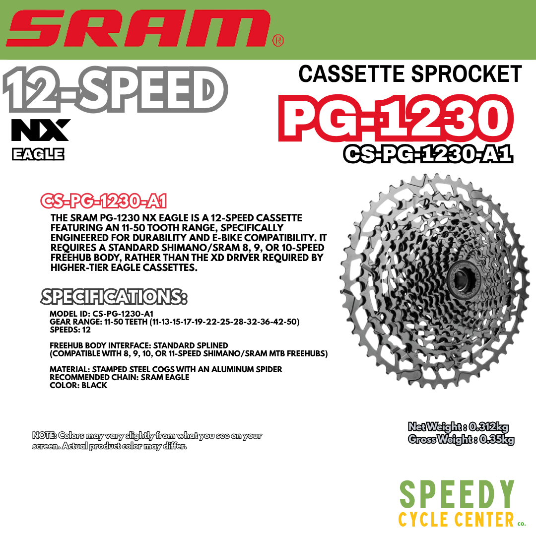 SRAM NX EAGLE CASSETTE SPROCKET PG-1230 12 SPEED 11-50T HG MTB / ROAD