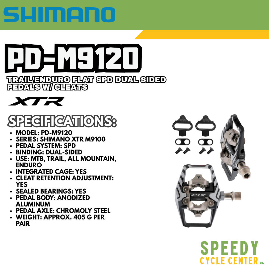 SHIMANO XTR PD-M9120 Trail/Enduro Flat SPD Dual Sided Pedals  w/ Cleats