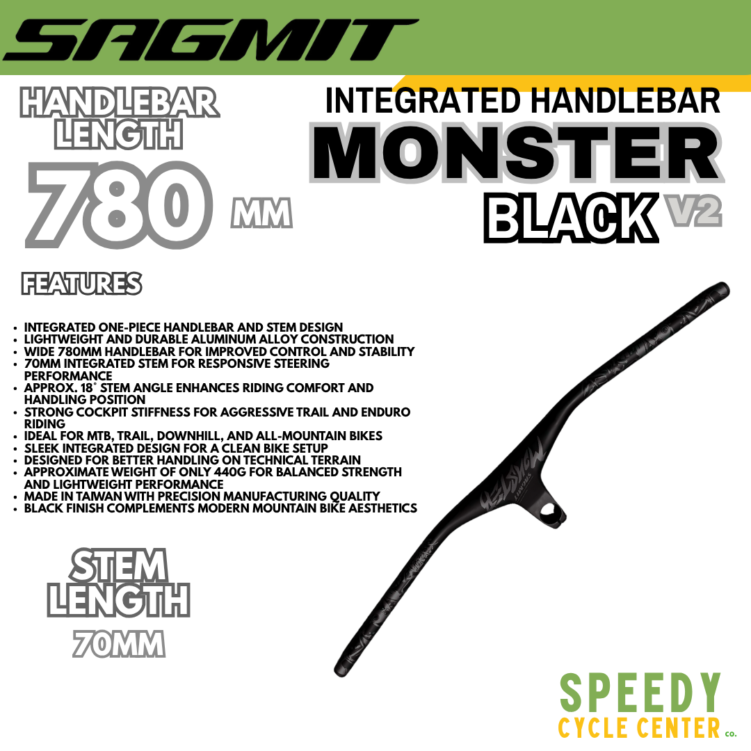 SAGMIT MONSTER Integrated Handlebar V2 780mm Black 70mm 18° Stem Angle